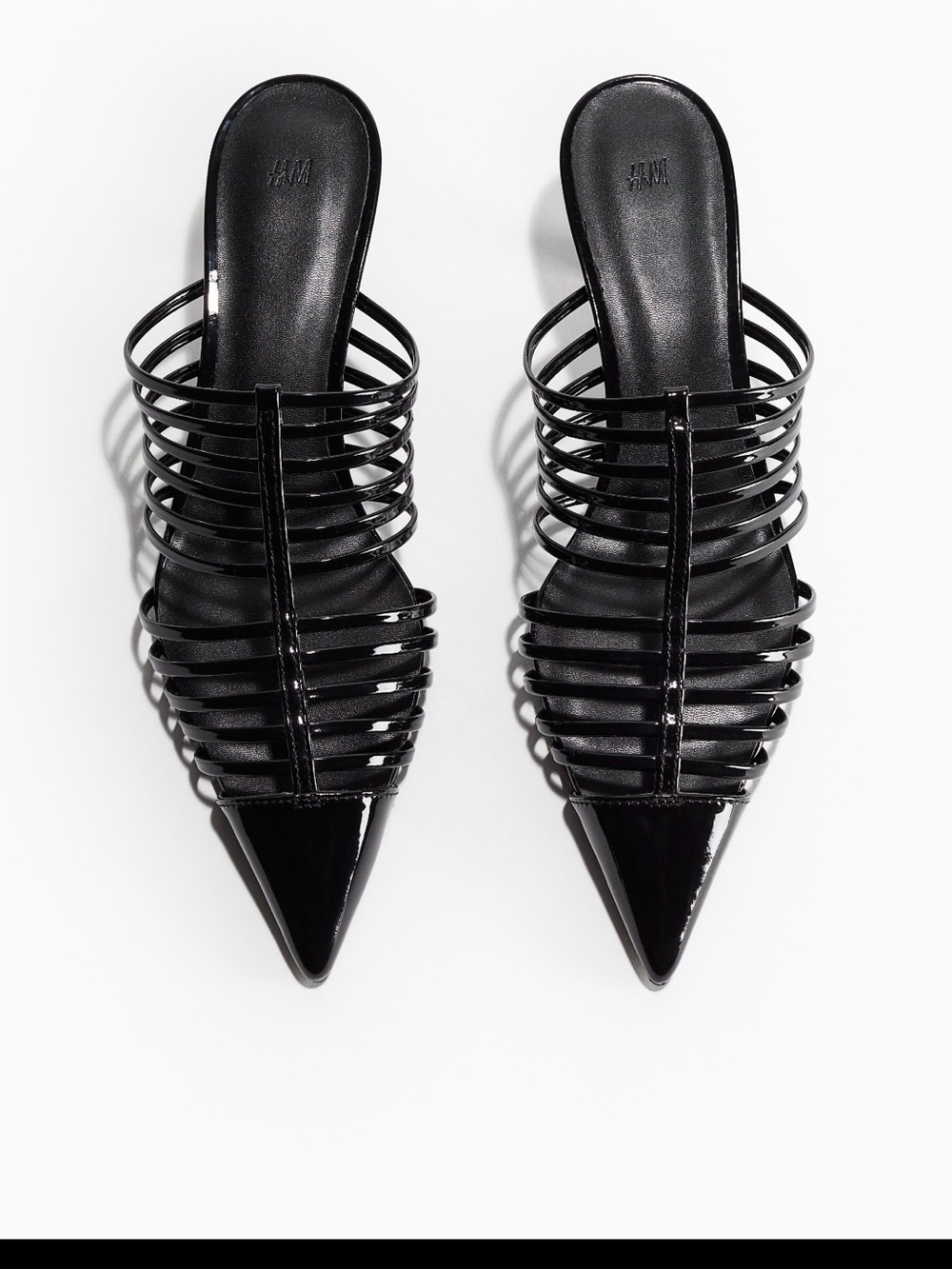 H&M Black Strappy Pointed-Toe Mule